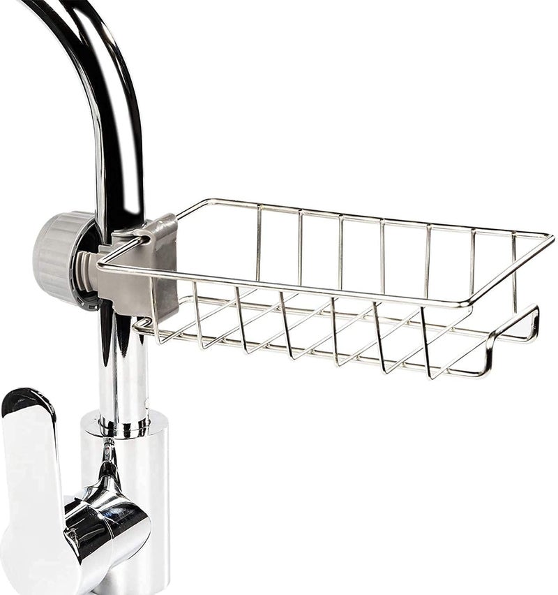 Dec Kitchenpro Kitchen Sink Faucet Sponge Holder Caddy Organizer Over, Stainless Steel Heavy Duty Thickening Hanging Drain Rack for scrubbers - Image 1