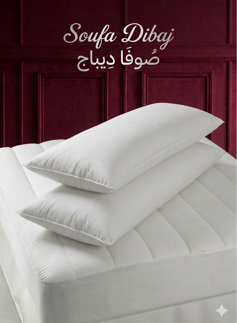 صوفة ديباج 2 قطع | مخده نوم طويلة سادة من مايكروفايبر - أبيض 150x50سم - Image 1
