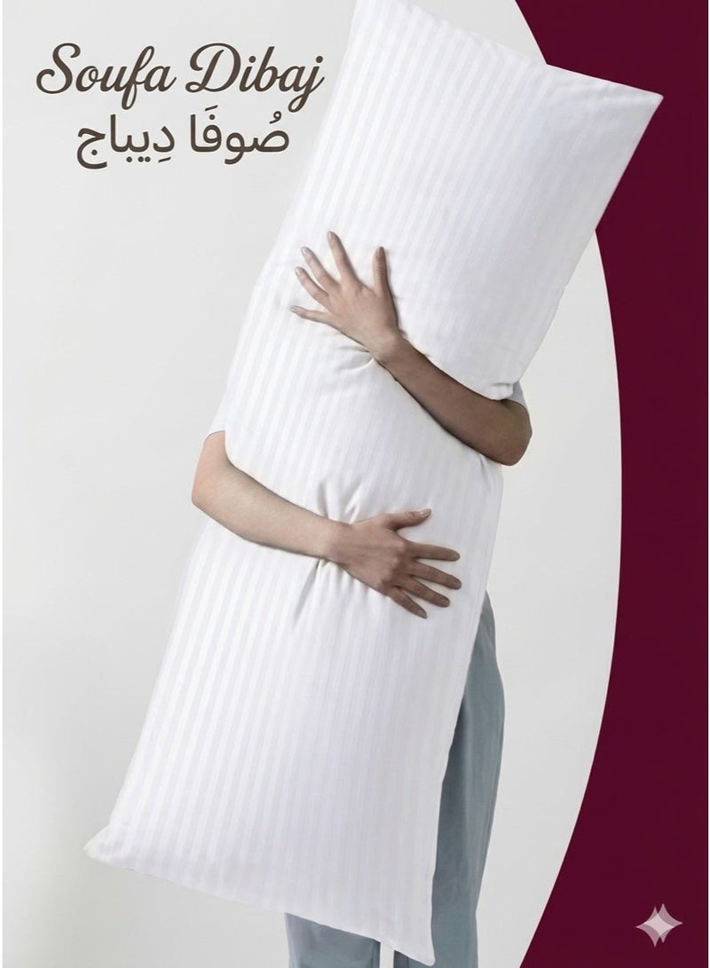 صوفة ديباج 2 قطع | مخده نوم طويلة سادة من مايكروفايبر - أبيض 150x50سم - Image 3