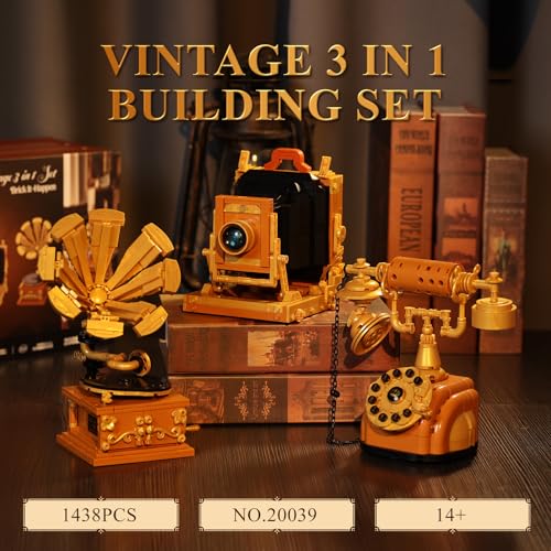 JMBricklayer Camera Telephone Record Player Building Block Sets for Adults Retro 3 in 1 Set Building Toy 20039 Vintage Display Model Kit for Office Room Decor Collectible Gift for Adult Men Kids 14 - Image 5