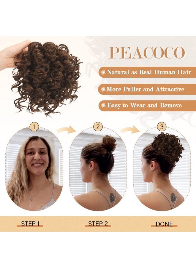 PEACOCO - Eacoco Messy Bun Short Curly Ponytail Extension Elastic Drawstring Loose Hair Bun Hair Pieces For Women With Thinning Hair High Temperature Synthetic Fiber Hair Bun Extension 80G - Image 1