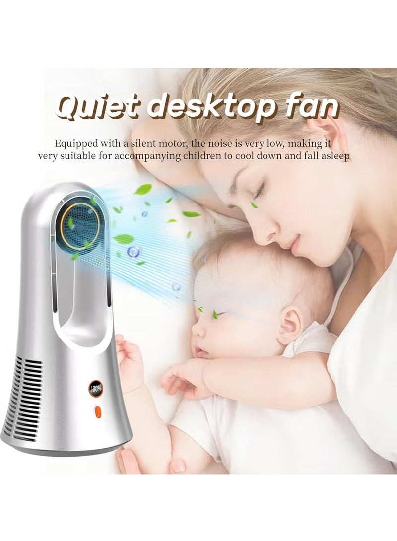 Desk Fan Aroma Diffuser Fan Electric Quiet Rechargeable Bladeless Fan Table Fan for Traveling Living Room Bedroom Home Office - Image 4