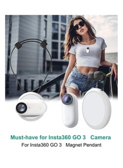 Captaintech Magnetic Pendant Holder for Insta 360 GO 3 Action Camera, Magnetic Holder with Quick Release Neck Strap as Insta360 GO 3 Accessories for Photography (White)  - Image 2