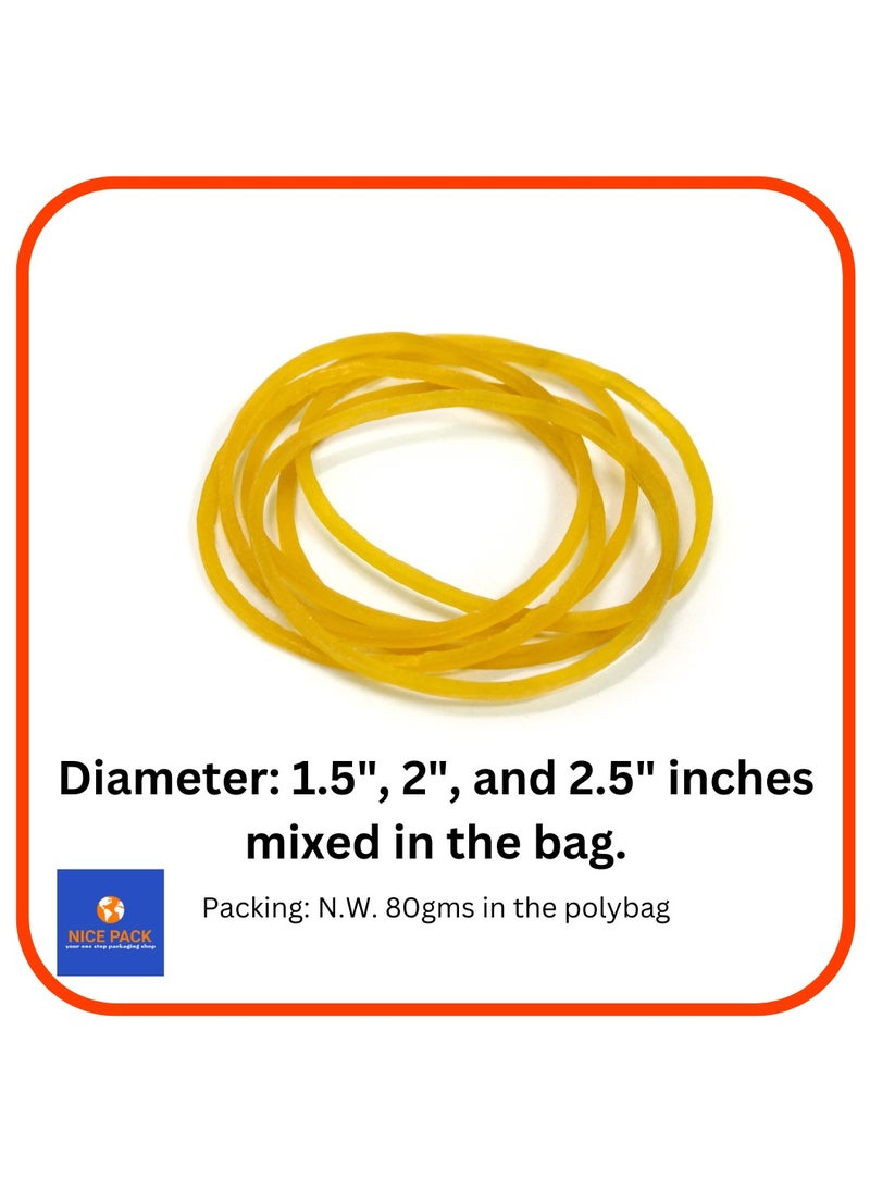 Nice Pack - Mixed Size 10, 14,16 Rubber Bands - 80gms Heavy Duty Latex Rubber Bands, Thick Multi Function Elastic Wrapping Bands - Image 1