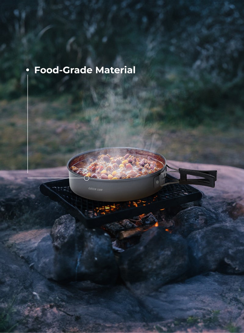 GREEN LION 7 IN 1 Camping Cookware / Anodized aluminum & stainless steel / Easy to store and carry / Wooden Shovel & Sponge / Food-Grade Material / Foldable and Lightweight / Foldable Soup Spoon - Black - Image 4