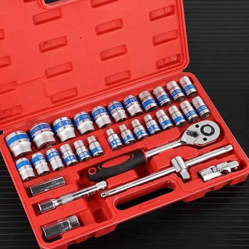 SNE 32-Piece Tool Kit - Ratchet Socket Wrench Set with Half Inch Ratchet, Spanner, Carry Box for Automobile, Bike, Car Repair - Image 5