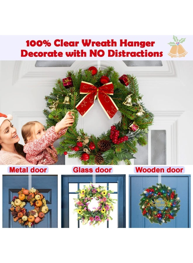 2 Pcs Transparent Door Hooks For Wreaths, 12-Inch Over The Door Hanger, Non Scratch Welcome Sign for Front Door Home Decor Inside Outside, Clear Acrylic Decor Hanger For Front Door - Image 5