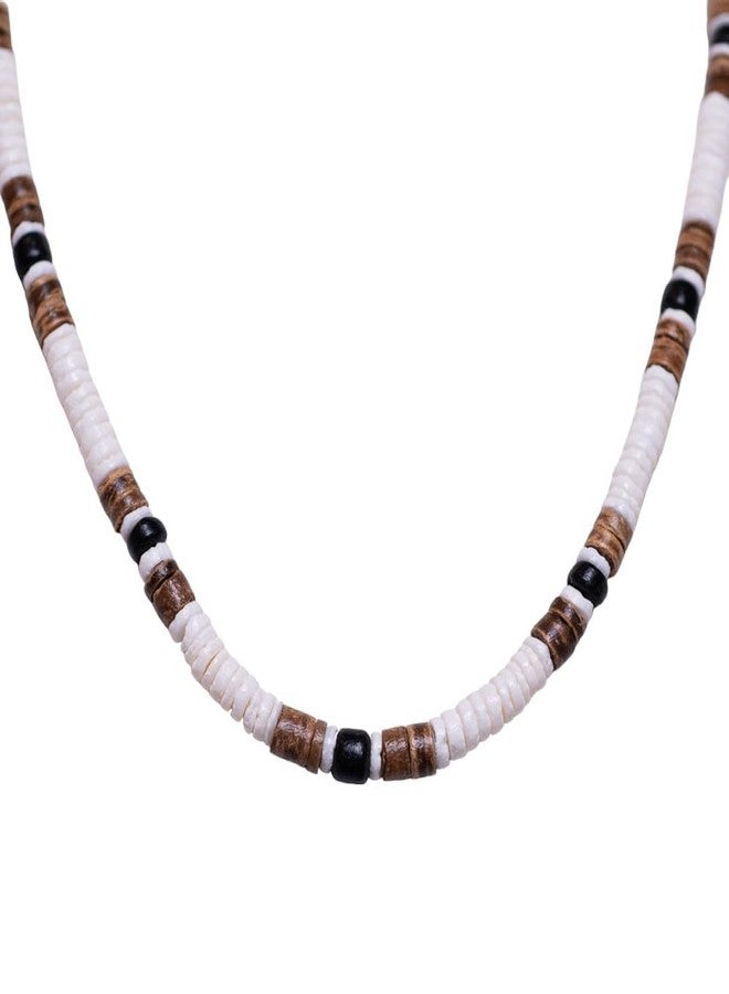 BlueRica Puka, Tiger Brown & Black Coconut Shell Beads Necklace (18") - Image 3