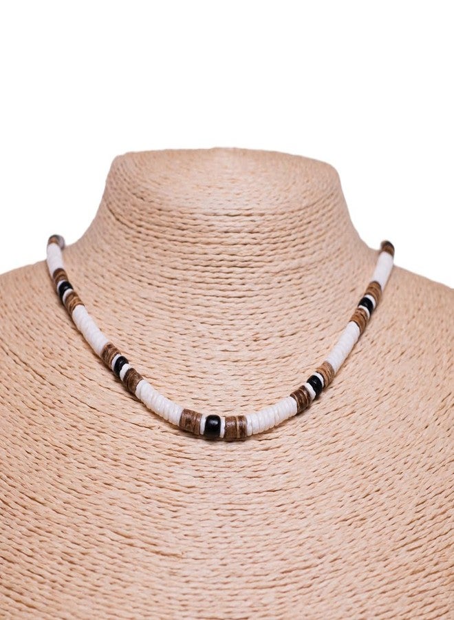 BlueRica Puka, Tiger Brown & Black Coconut Shell Beads Necklace (18") - Image 5