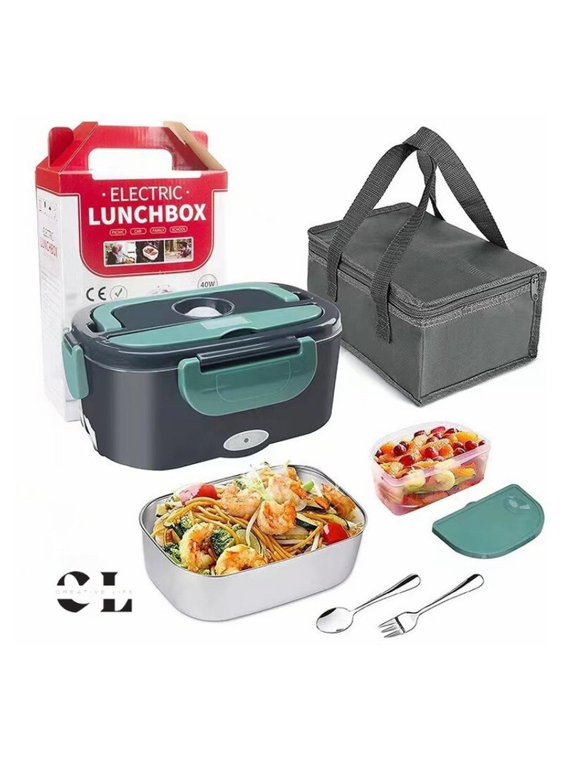 CREATIVE LIFE - Portable USB Electric Tiffin Heated Lunch Box Avec Sac For Adults 304 Stainless Steel Self Heating Electric Rechargeable Lunch Box for For Heating Meal On Car/Truck, Household And Camping - Image 1