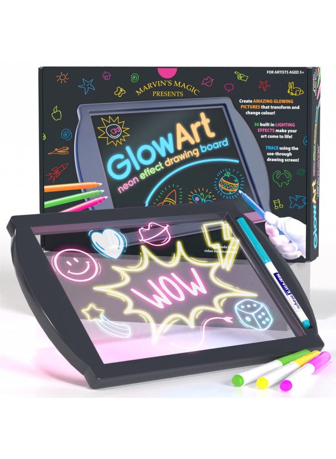 Marvin's Magic - Neon Glow Craft Kit - Craft Set - Light Up Tracing Pad - Drawing Tablet Kids - Neon Magic Kit - Childrens Craft Kits - Battery Powered Doodle Pad - Glow Art Neon Drawing Board - Image 1