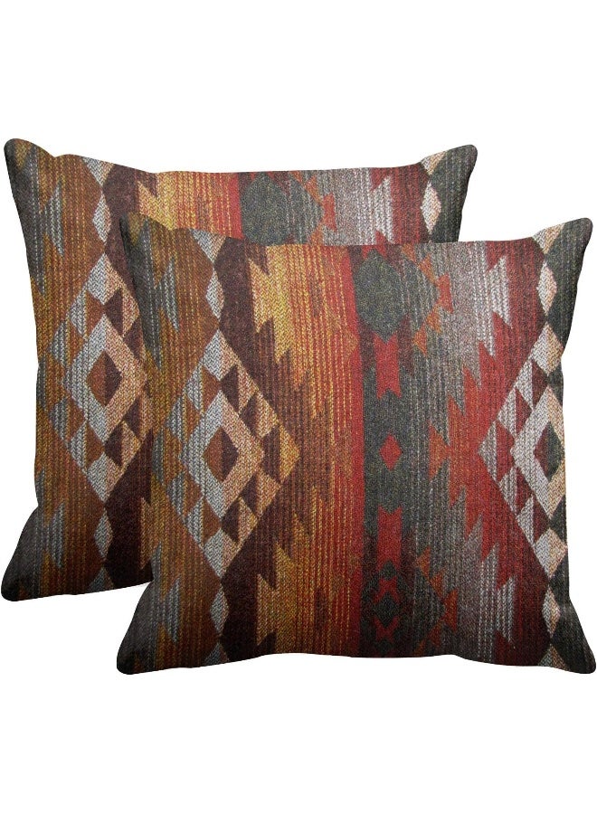 Emvency Set of 2 Aztec Throw Pillow Cover 16x16 Inches Decorative Pillowcase Navajo Orange Red Grey Tribal Decor Rectangle Pillow Cover with Hidden Zipper for Bedroom Sofa - Image 5
