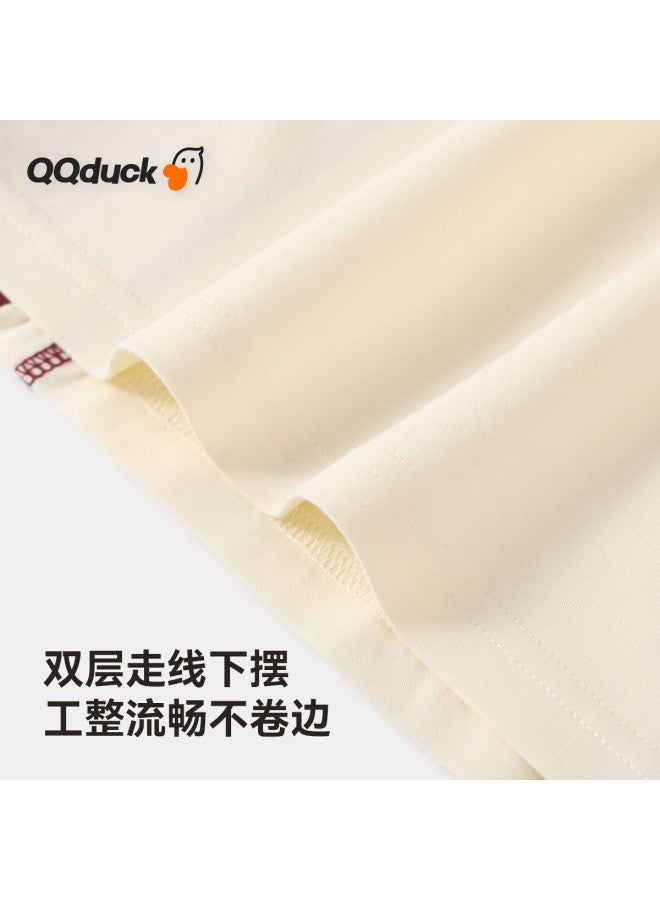 QQ DUCK تي شيرت قصير الأكمام للبنات من كيو كيو داك - ملابس صيفية جديدة وحلوة للأطفال - ملابس مراهقات - فتاة حيوية - أبيض أرز; 120 - Image 2