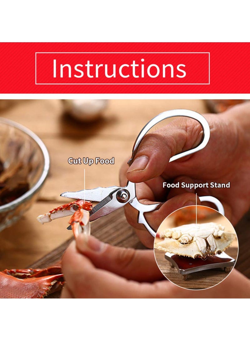 SYOSI طقم أدوات المأكولات البحرية SYOSI، 8 قطع أدوات فتح الكركند والسرطان، مقصات من الفولاذ المقاوم للصدأ، شوكات وقطع للمأكولات البحرية للكركند والسرطان والمحار - Image 3