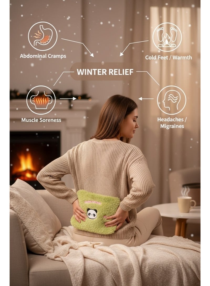 Lifenpure Set of 1Pc Electric Hot Water Bag Red Color With 1 Pc Hand Warmer Thick Soft Cover Green Color Dual Comfort - Image 4