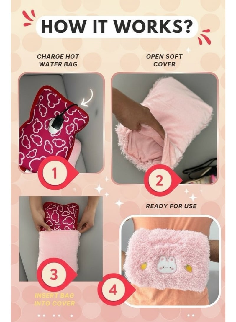 Lifenpure Set of 1Pc Electric Hot Water Bag Red Color With 1 Pc Hand Warmer Thick Soft Cover Green Color Dual Comfort - Image 3