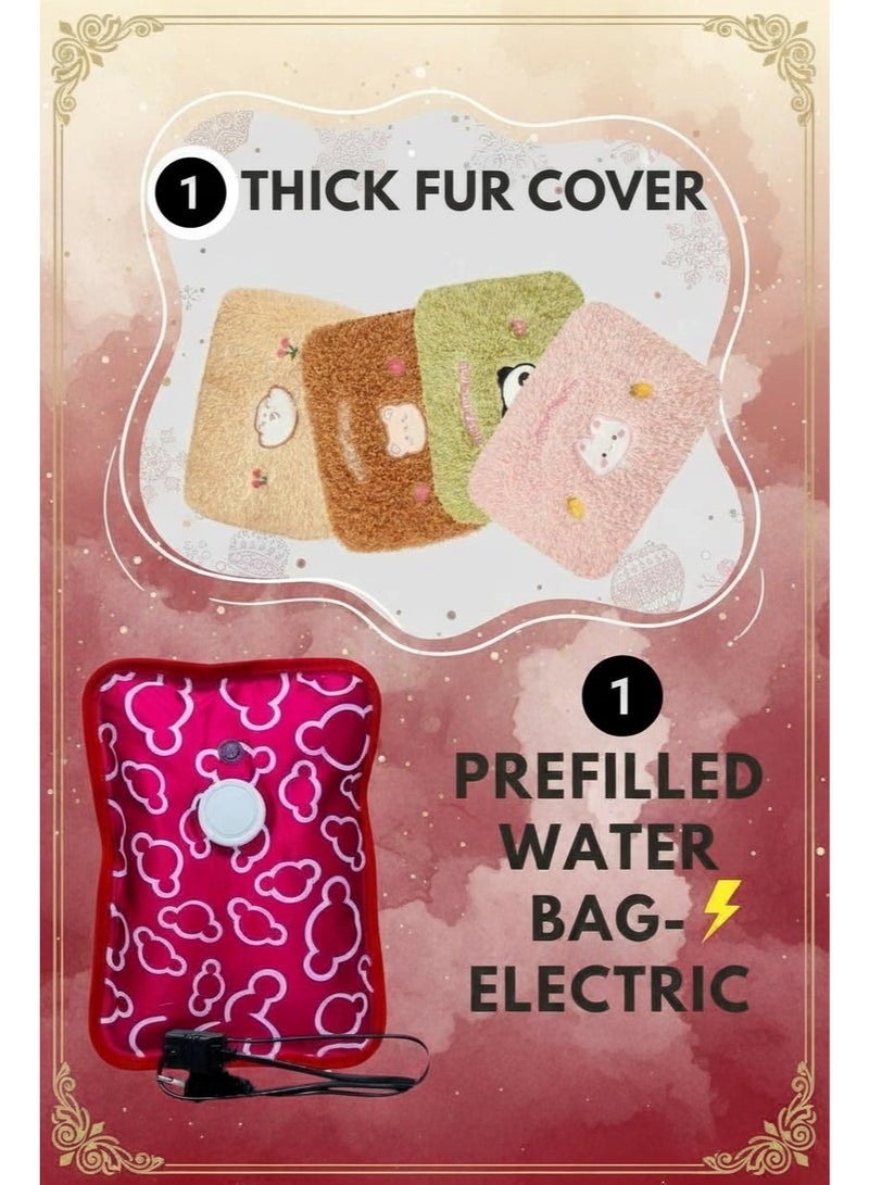 Lifenpure Set of 1Pc Electric Hot Water Bag Red Color With 1 Pc Hand Warmer Thick Soft Cover Green Color Dual Comfort - Image 5