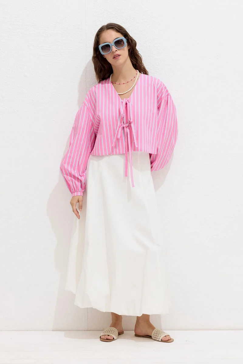 Manuka Patterned Lace Blouse Pink