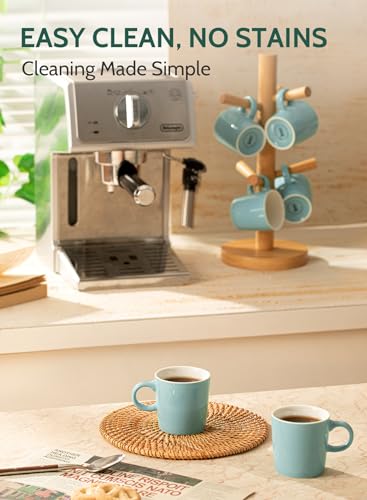 Sweese 3.5oz Porcelain Espresso Cups Set of 4, Mini Coffee Mugs Demitasse Cups - Turquoise - Image 5