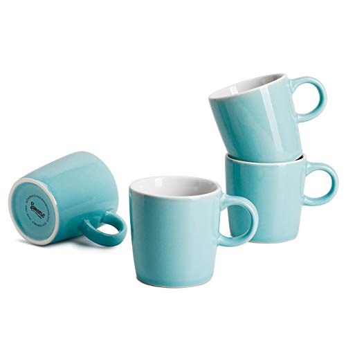 Sweese 3.5oz Porcelain Espresso Cups Set of 4, Mini Coffee Mugs Demitasse Cups - Turquoise - Image 1