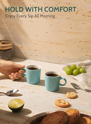 Sweese 3.5oz Porcelain Espresso Cups Set of 4, Mini Coffee Mugs Demitasse Cups - Turquoise - Image 3