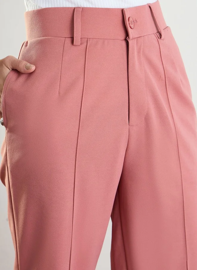 ساسافراس Pink High-Rise Pleated Parallel Trousers for Women