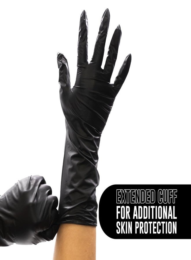 Colortrak Extended Cuff Black Vinyl Disposable Gloves - Non-Latex, Powder-Free, Odor-Free, Extra Coverage for Chemical Protection, Comfortable Single-Use Gloves for Hair Coloring and Salon Processes - Image 2