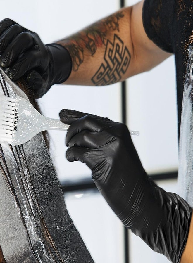 Colortrak Extended Cuff Black Vinyl Disposable Gloves - Non-Latex, Powder-Free, Odor-Free, Extra Coverage for Chemical Protection, Comfortable Single-Use Gloves for Hair Coloring and Salon Processes - Image 5