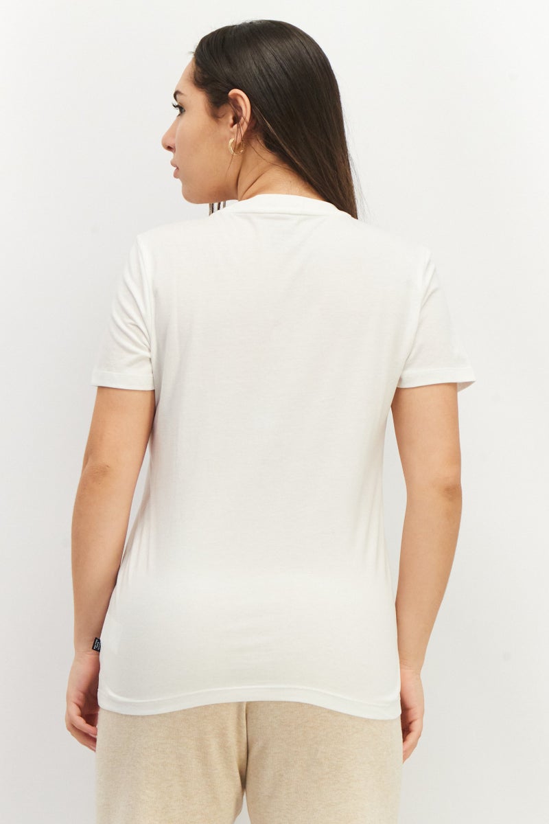 PUMA Women Sportswear Fit Short Sleeve Brand Long Training T-Shirt, White/Black - Image 3