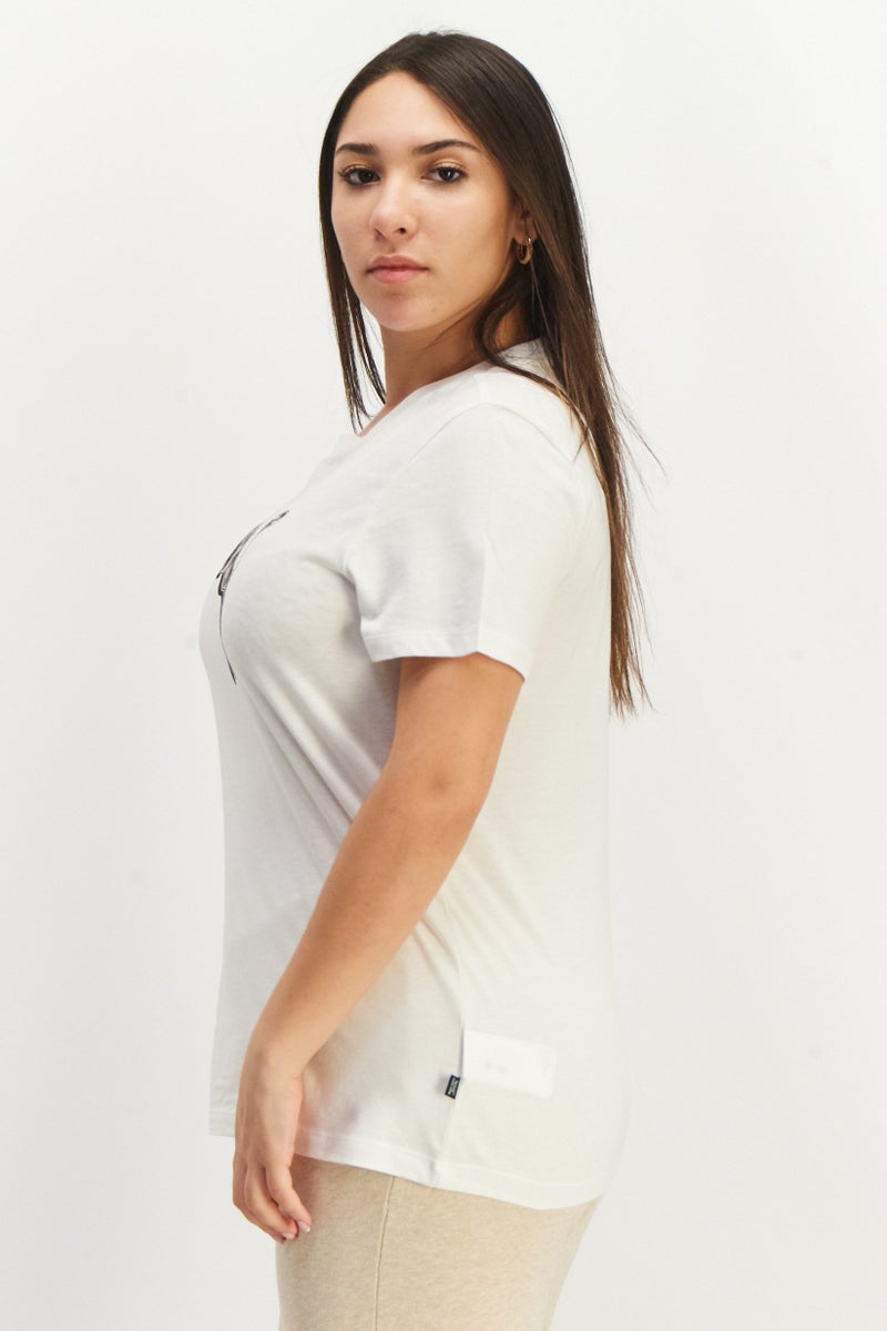 PUMA Women Sportswear Fit Short Sleeve Brand Long Training T-Shirt, White/Black - Image 4