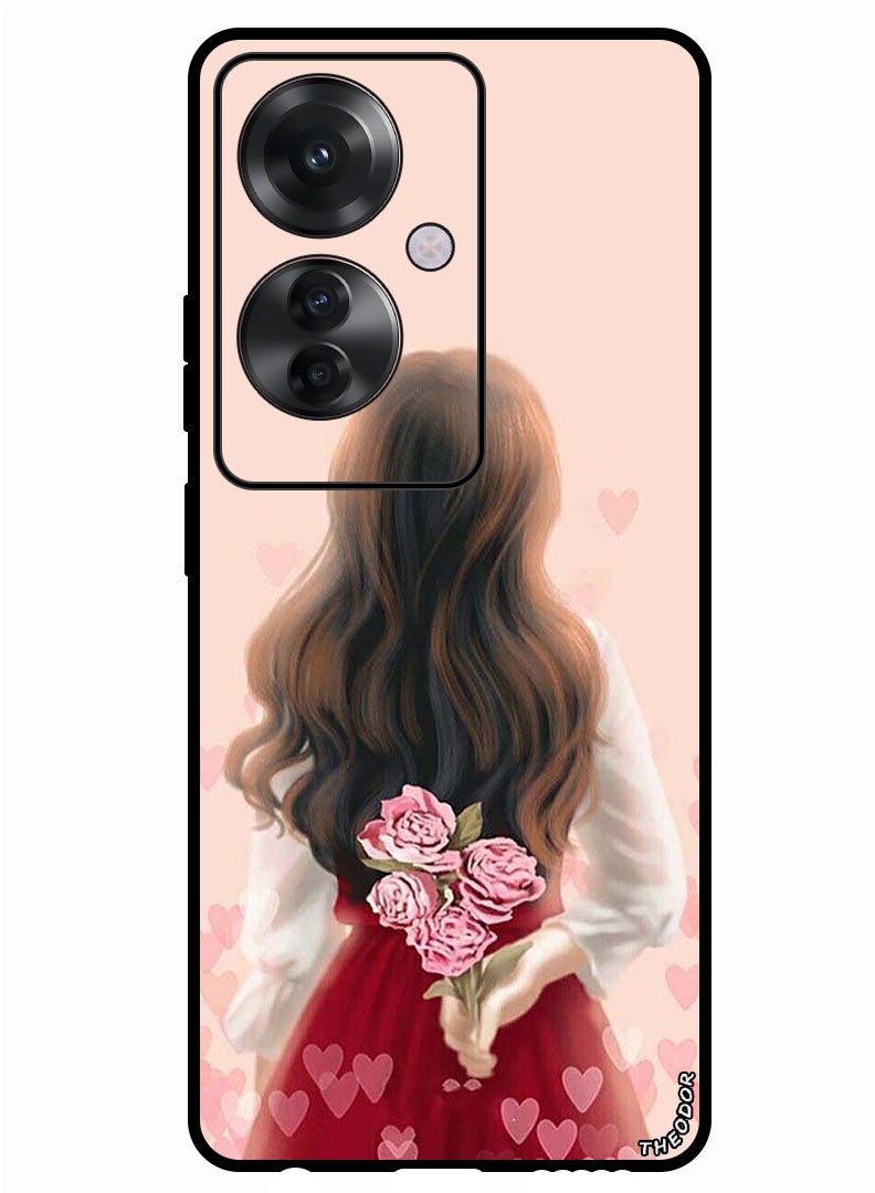 Theodor Protective Case Anti Scratch Shock Proof Bumper Cover For Oppo Reno 11F Girl Hiding Flowers - Image 1