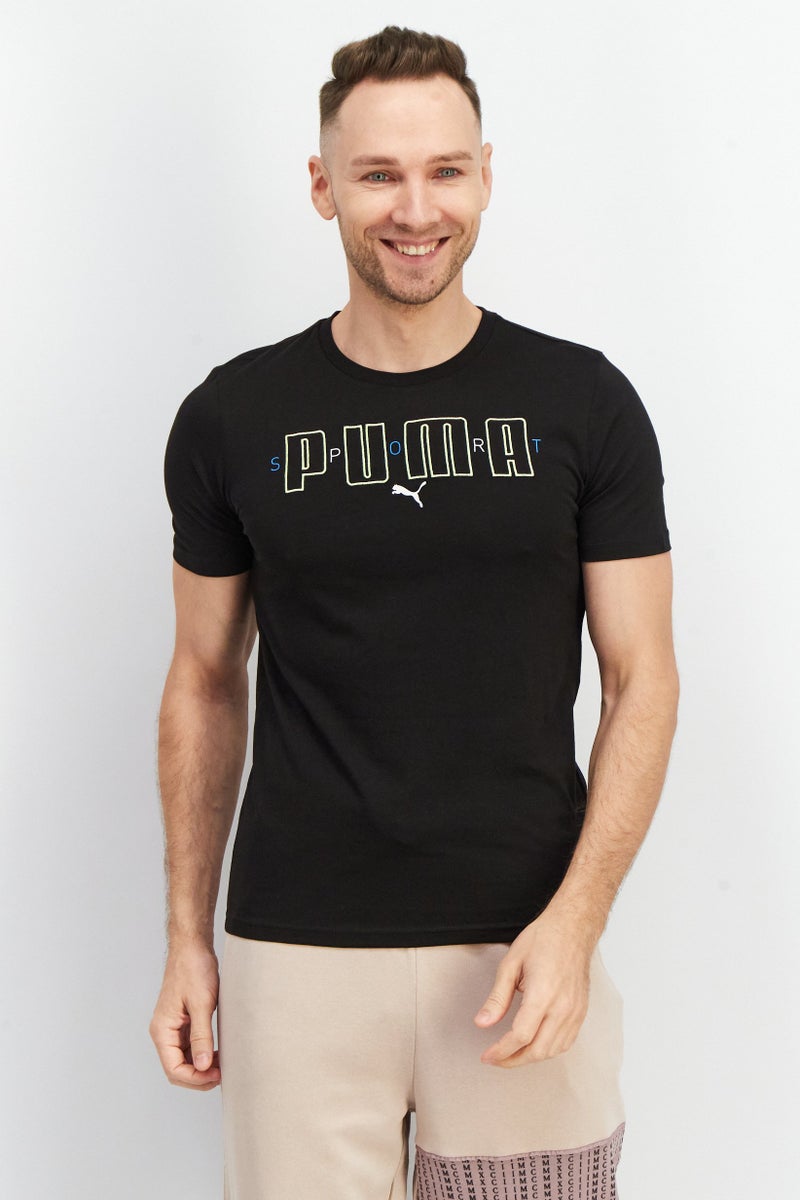 PUMA تي شيرت تدريب قصير الأكمام للرجال، رياضي، أسود - Image 1