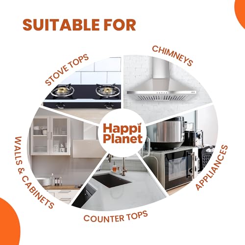 Happi Planet | Kitchen Cleaner Spray | India’s 1st Foaming Formulation for Less Scrubbing | 1.5L | Suitable for Stoves, Chimneys, Counter Tops, Appliances, Walls & Cabinets | Non Toxic & Natural - Image 3