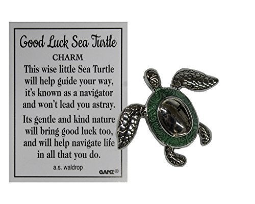 Ganz Good Luck Sea Turtle Pocket Charm with Story Card Green