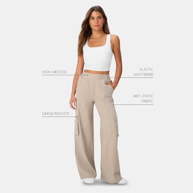 Fabletics Beige Women's Downtown Cargo Pants for Women | Best Price UAE