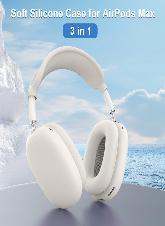 Polislime Silicone Case Cover for AirPods Max, Ear Pad Case Cover/Ear Cups Cover/Headband Cover for AirPods Max Headphones, Accessories Soft Silicone Protector for Apple AirPods Max New USB-C (2024) (Beige) - Image 2