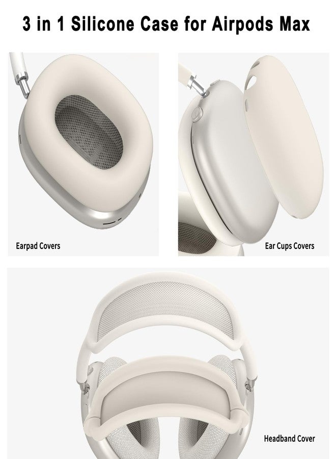 Polislime Silicone Case Cover for AirPods Max, Ear Pad Case Cover/Ear Cups Cover/Headband Cover for AirPods Max Headphones, Accessories Soft Silicone Protector for Apple AirPods Max New USB-C (2024) (Beige) - Image 3