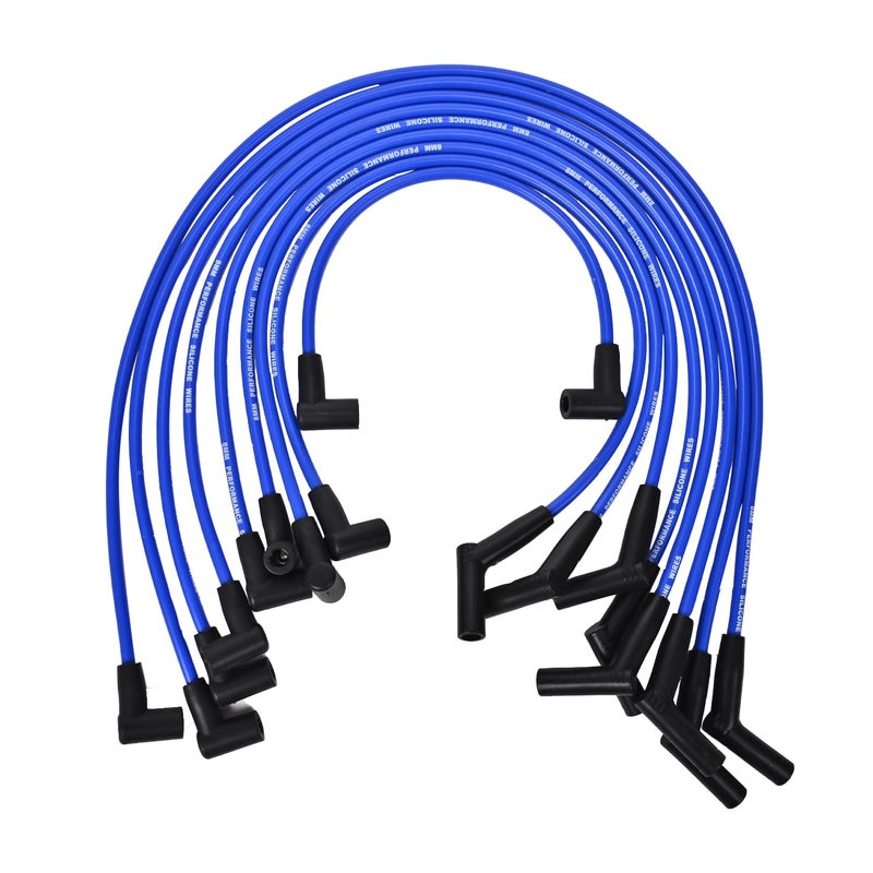 RLP Silicone Spark Plug Wires Set 80mm Blue Replacement for SBF Small Block Ford Valve Cover Wires 221 255 260 289 302 351W Fits HEI Distributor Caps with Coil Wire