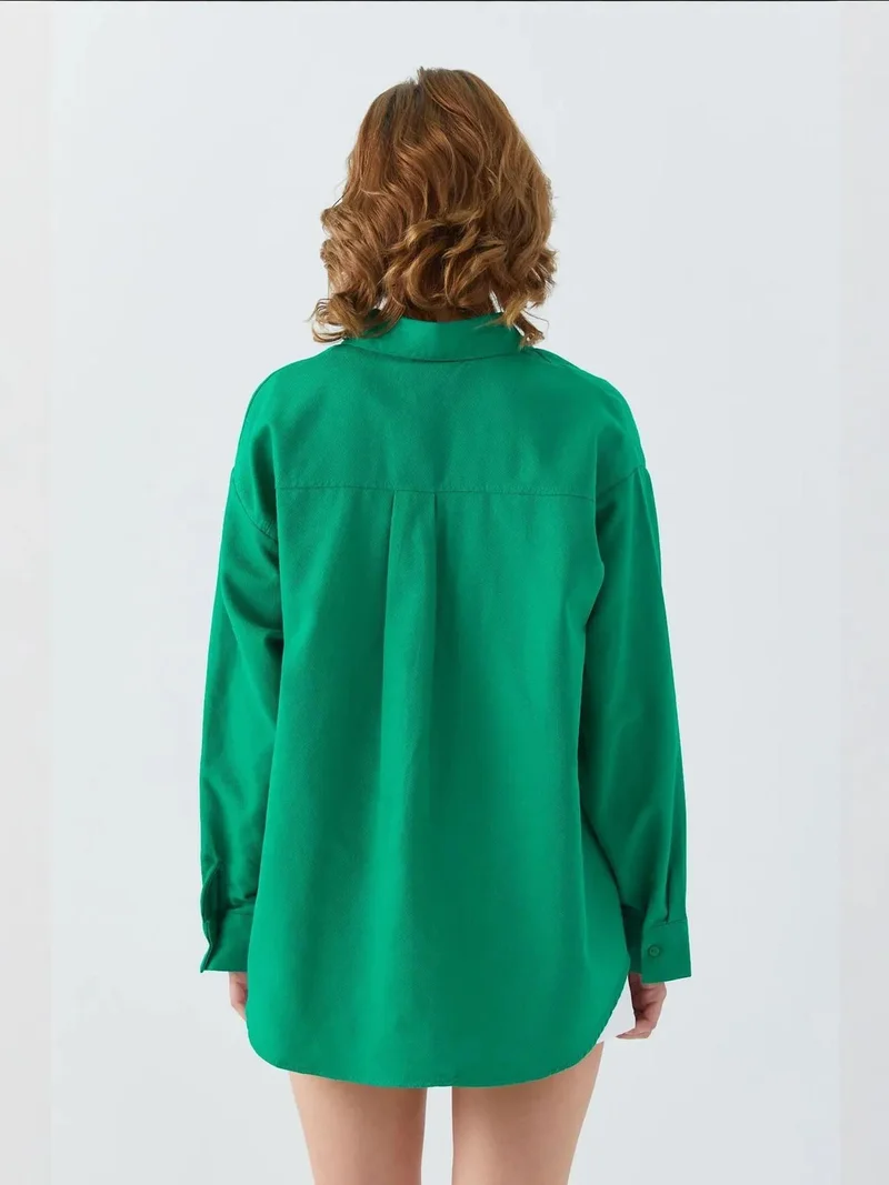 Mixray Green Mixray Oversize Poplin Shirt for Women | Best Price UAE