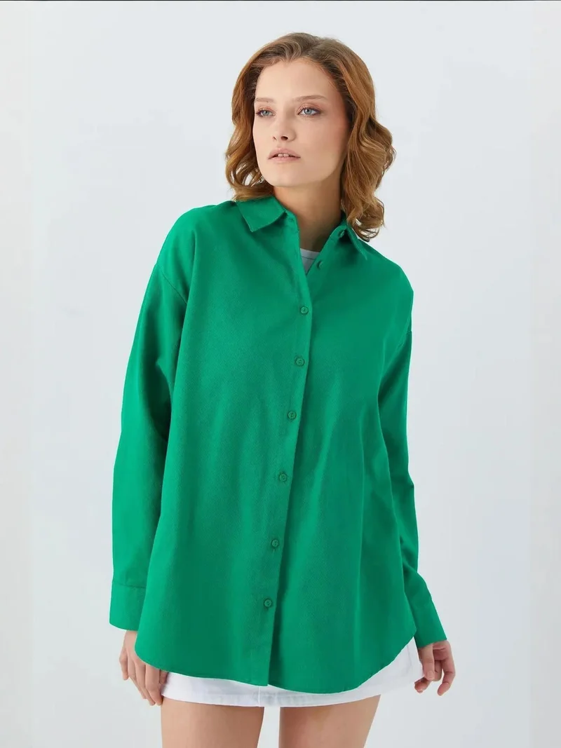 Mixray Green Mixray Oversize Poplin Shirt for Women | Best Price UAE