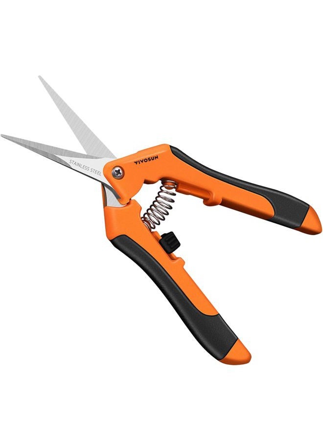 VIVOSUN 6.5 Inch Gardening Scissors Hand Pruner Pruning Shear with Straight Stainless Steel Blades Orange 1-Pack - Image 1