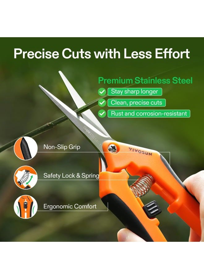 VIVOSUN 6.5 Inch Gardening Scissors Hand Pruner Pruning Shear with Straight Stainless Steel Blades Orange 1-Pack - Image 4