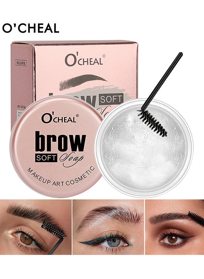 OCHEAL Brow Soft Soap, Professional Brow Gel With Brush, Professional Waterproof Eyebrow Gel With Flexible Brush Styling Kit, Can Sharp Your Eyebrow To Fluffy and Volume Easily, Eyebrows Enhancer Shaping  - Image 1