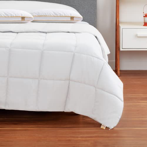 SleepyCat Luxe Comforter Double Size, Premium and Soft Cotton Modal Fabric, Down Alternative with Virgin Microfiber Fill, Hypoallergenic (90 x 100 inches, Eggshell White Colour) - Image 1