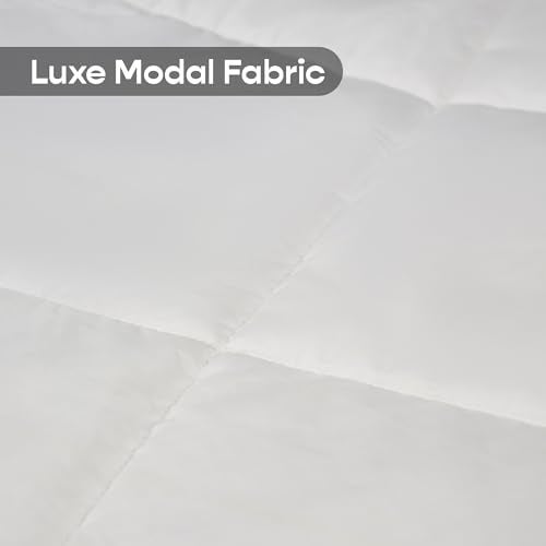 SleepyCat Luxe Comforter Double Size, Premium and Soft Cotton Modal Fabric, Down Alternative with Virgin Microfiber Fill, Hypoallergenic (90 x 100 inches, Eggshell White Colour) - Image 3