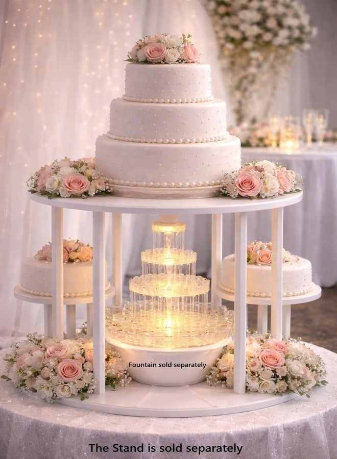 Oasis Supply, White Plastic Fountain Separator Cake Stand (2) 16" Round Plates with (4) 15" Columns, Tiered Wedding Cake Separator (16" Plates) - Image 2