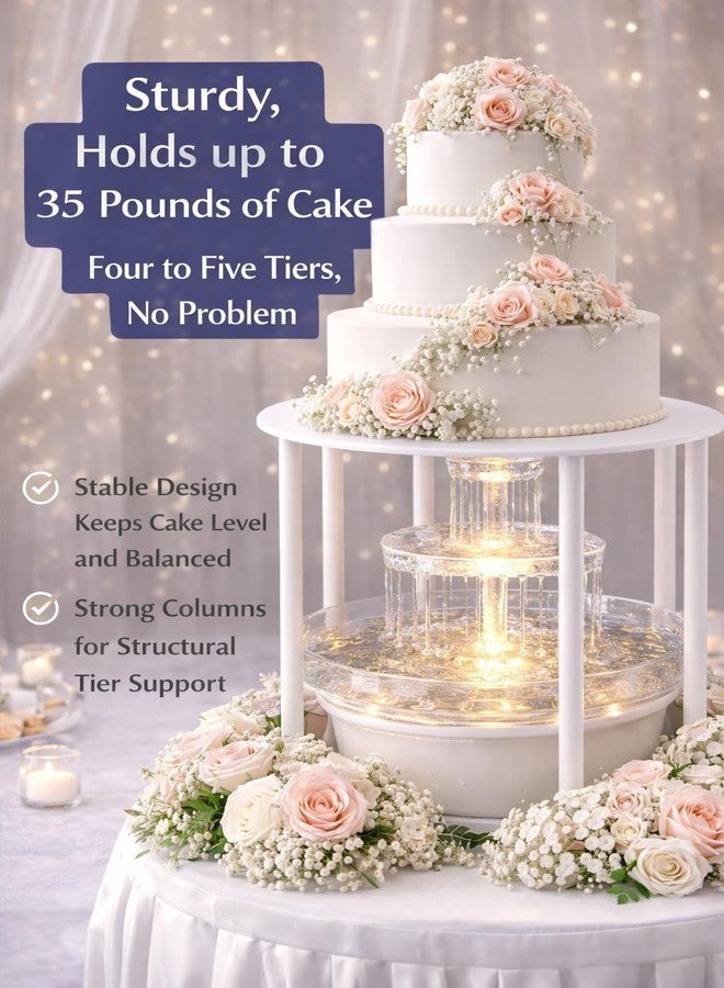 Oasis Supply, White Plastic Fountain Separator Cake Stand (2) 16" Round Plates with (4) 15" Columns, Tiered Wedding Cake Separator (16" Plates) - Image 4