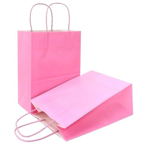 AZOWA Gift Bags Mini Kraft Paper Bags With Handles(Light Pink, 6 x 2.4 x 4 in,25 Pcs) - Image 1
