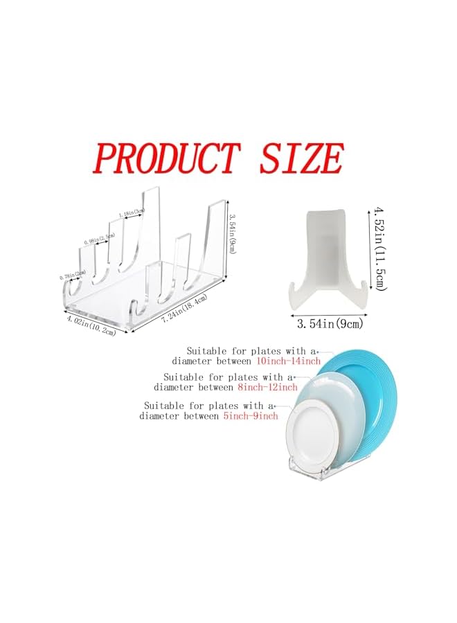 The Bros 3 Pack Acrylic Display Stands, 3 Tiers Plate Stands for Display, Clear Plate Holder Display Stand, Display Holder for Card, Frame, Picture, Magazine, Book, CD, Phone  - Image 4