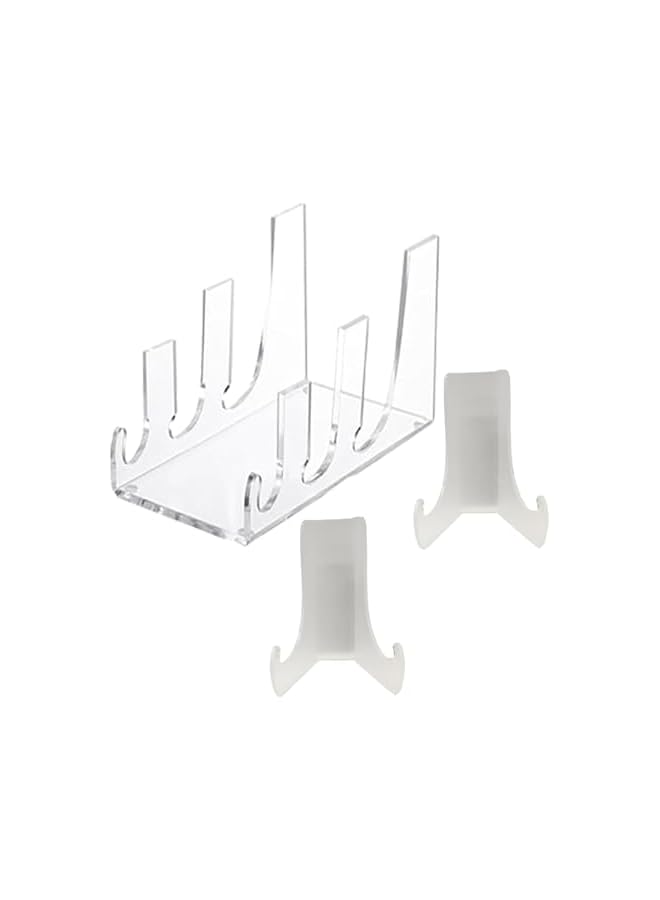 The Bros 3 Pack Acrylic Display Stands, 3 Tiers Plate Stands for Display, Clear Plate Holder Display Stand, Display Holder for Card, Frame, Picture, Magazine, Book, CD, Phone  - Image 2